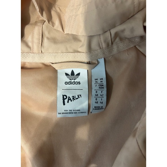 Adidas Parley Windbreaker Dress Beige Drawstring Hooded Athleisure Womens M - Picture 8 of 14